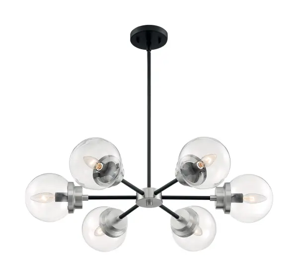 Axis 6-Light Chandelier in Matte Black with Brushed Nickel Accents - Image 1
