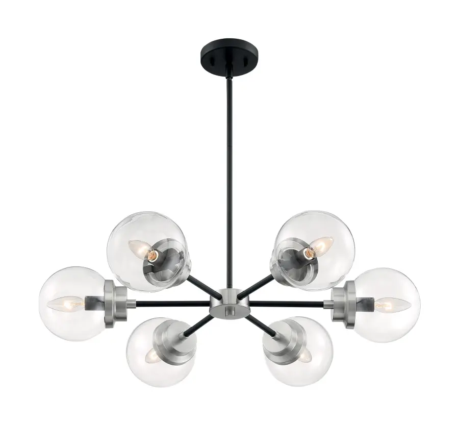 Axis 6-Light Chandelier in Matte Black with Brushed Nickel Accents - Image 2