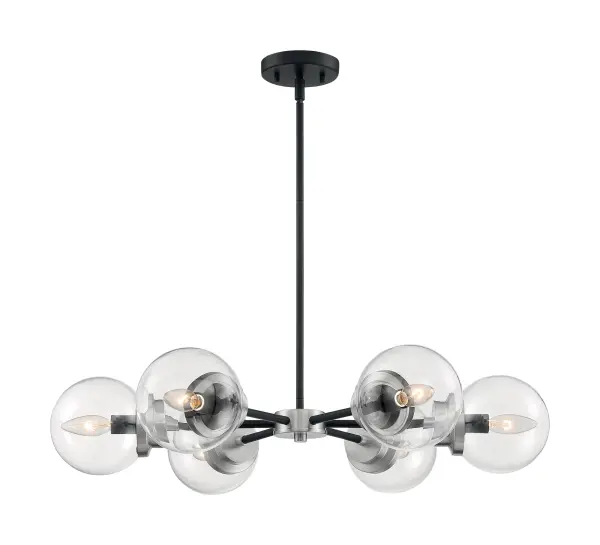 Axis 6-Light Chandelier in Matte Black with Brushed Nickel Accents - Image 3
