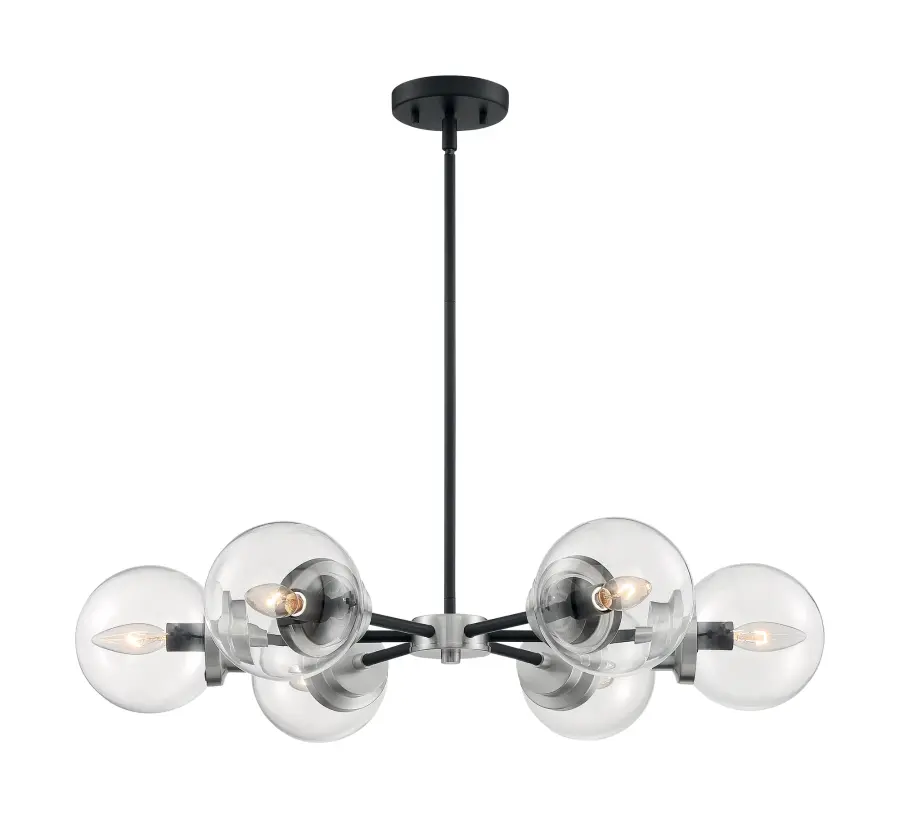 Axis 6-Light Chandelier in Matte Black with Brushed Nickel Accents - Image 3