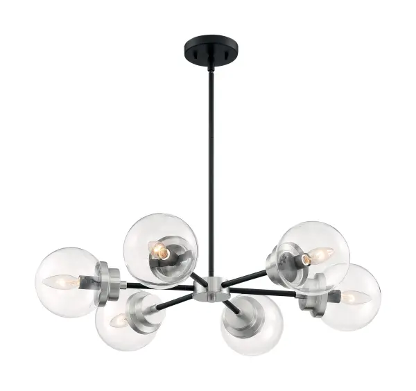 Axis 6-Light Chandelier in Matte Black with Brushed Nickel Accents - Image 4