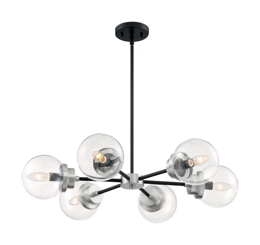 Axis 6-Light Chandelier in Matte Black with Brushed Nickel Accents - Image 4