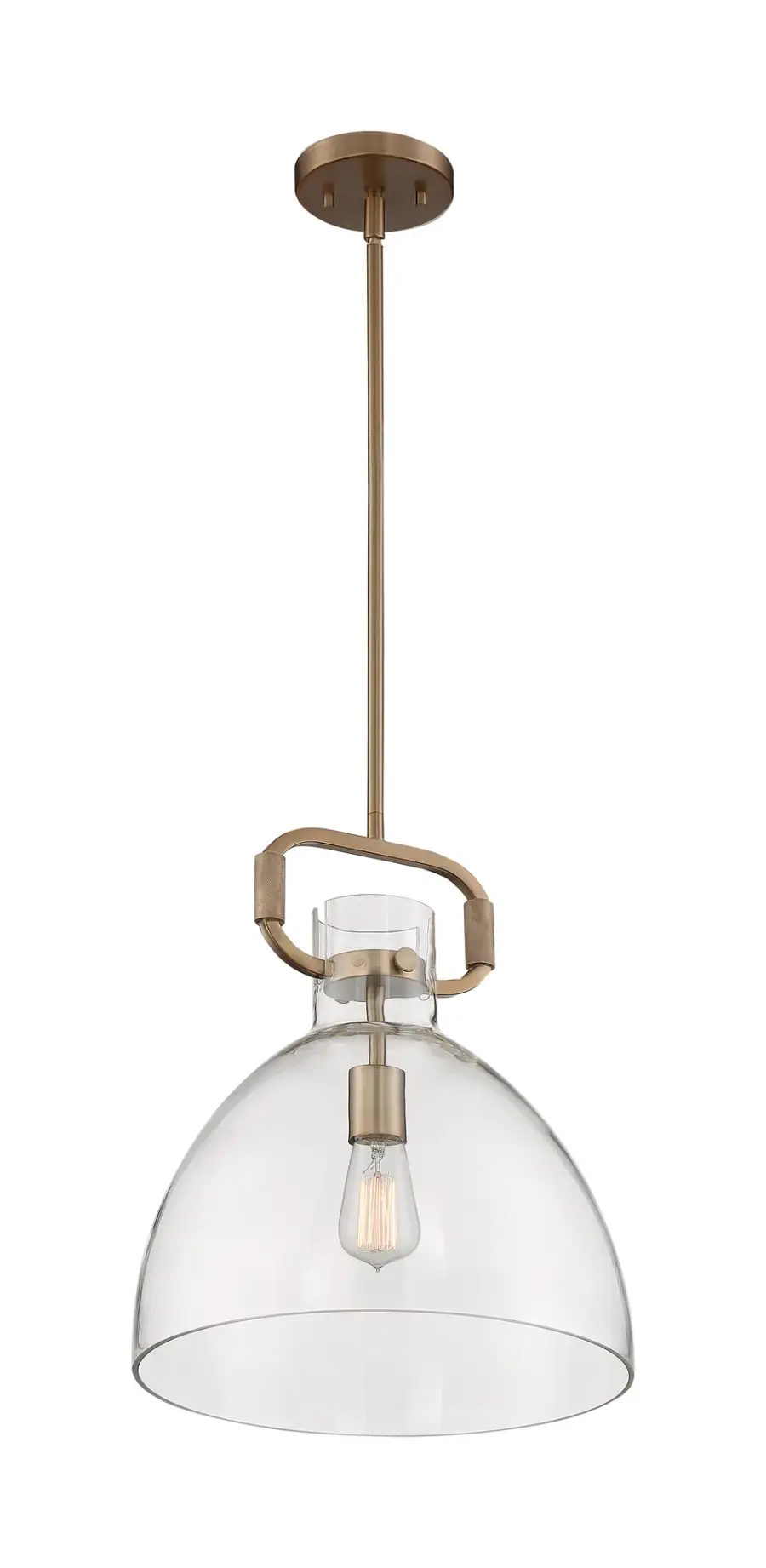 Teresa Bell Pendant - Burnished Brass with Clear Glass - Image 1