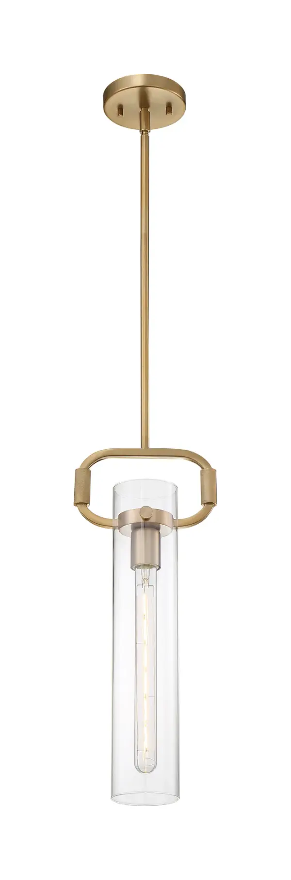 Teresa Cylinder Pendant - Burnished Brass with Clear Glass - Image 2
