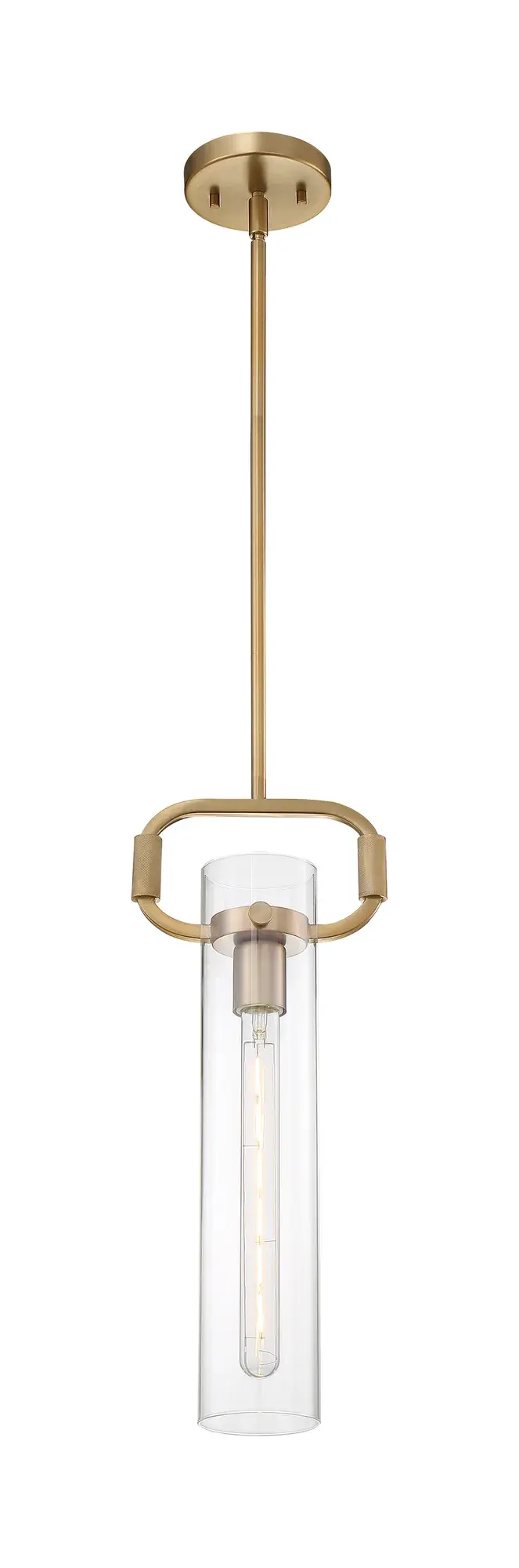 Teresa Cylinder Pendant - Burnished Brass with Clear Glass - Image 2