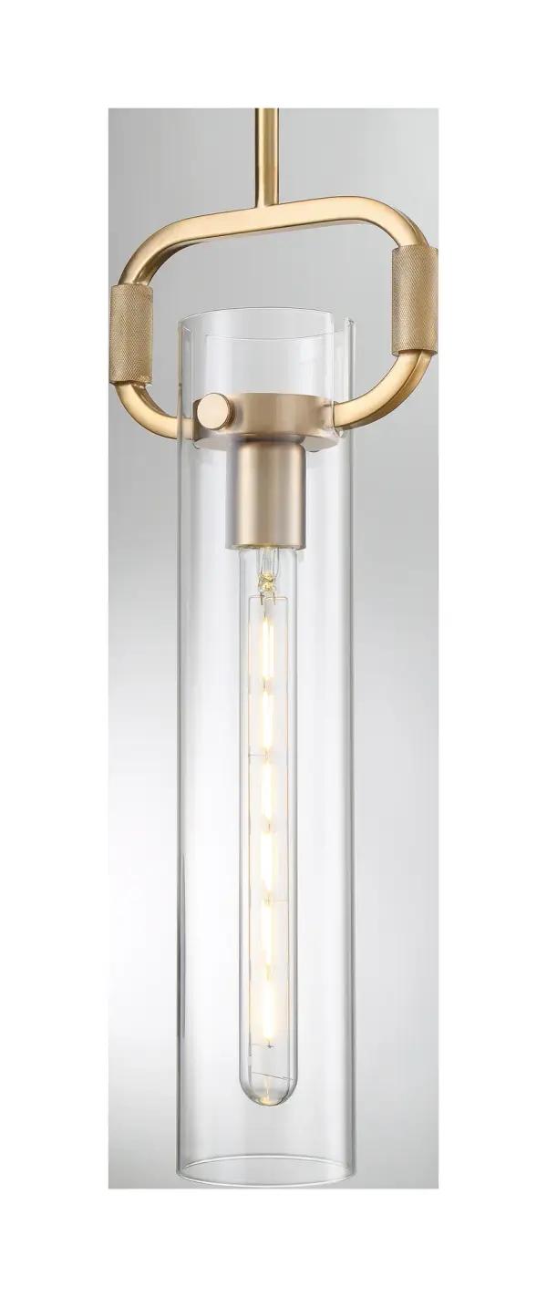 Teresa Cylinder Pendant - Burnished Brass with Clear Glass - Image 3