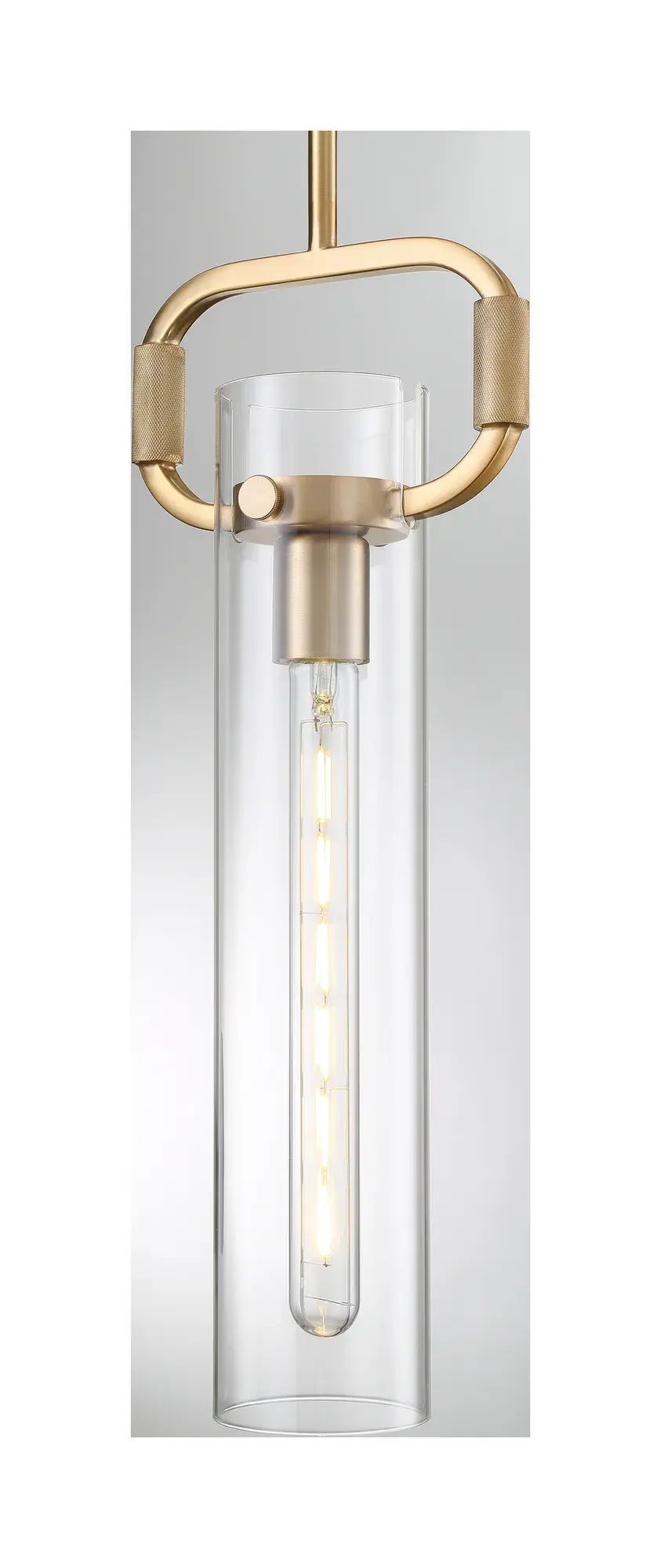 Teresa Cylinder Pendant - Burnished Brass with Clear Glass - Image 3