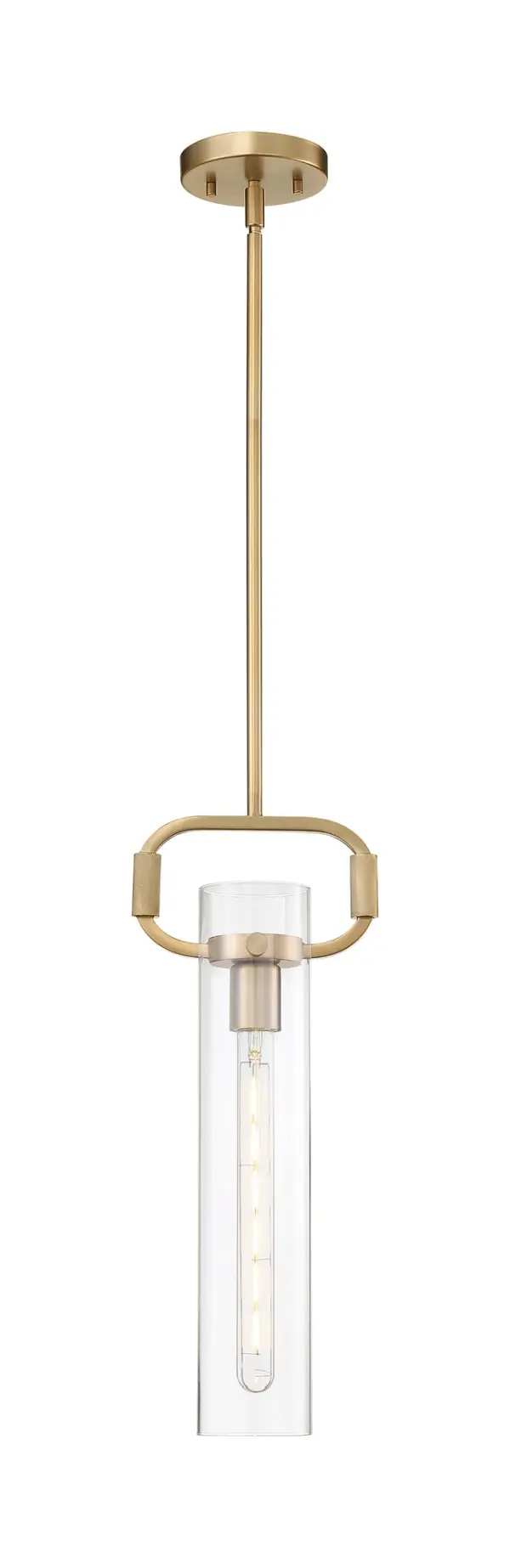 Teresa Cylinder Pendant - Burnished Brass with Clear Glass - Image 4