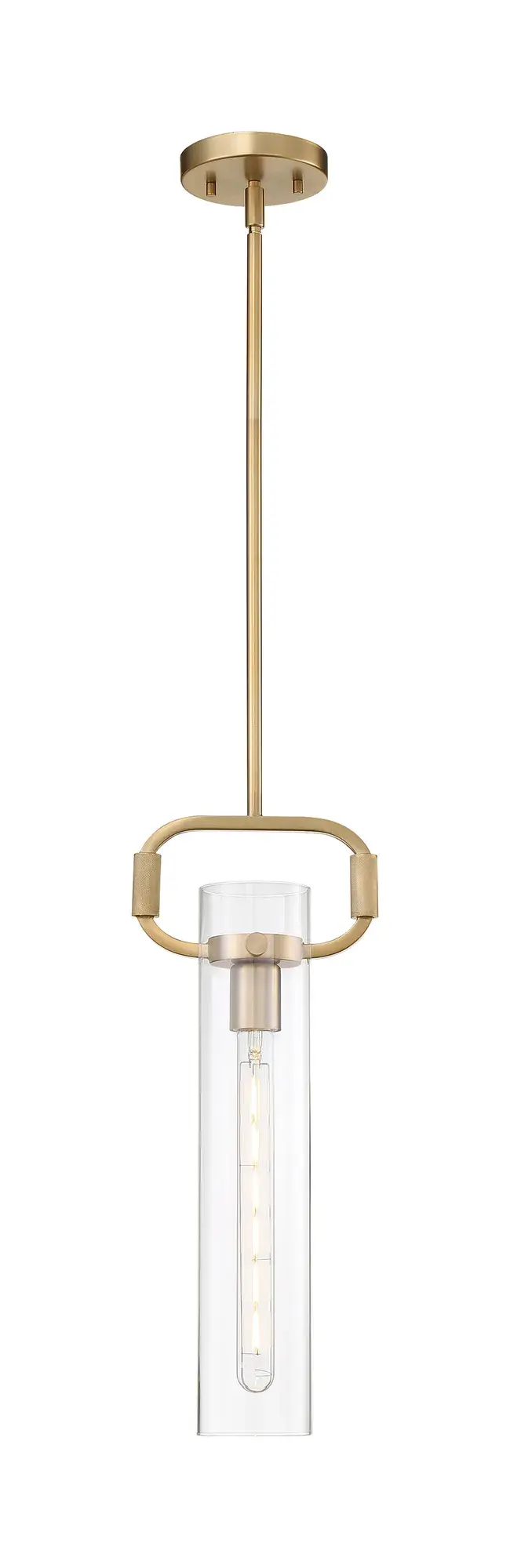 Teresa Cylinder Pendant - Burnished Brass with Clear Glass - Image 4