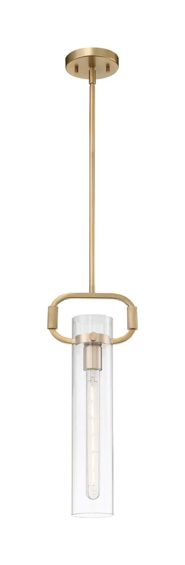 Teresa Cylinder Pendant - Burnished Brass with Clear Glass - Image 5