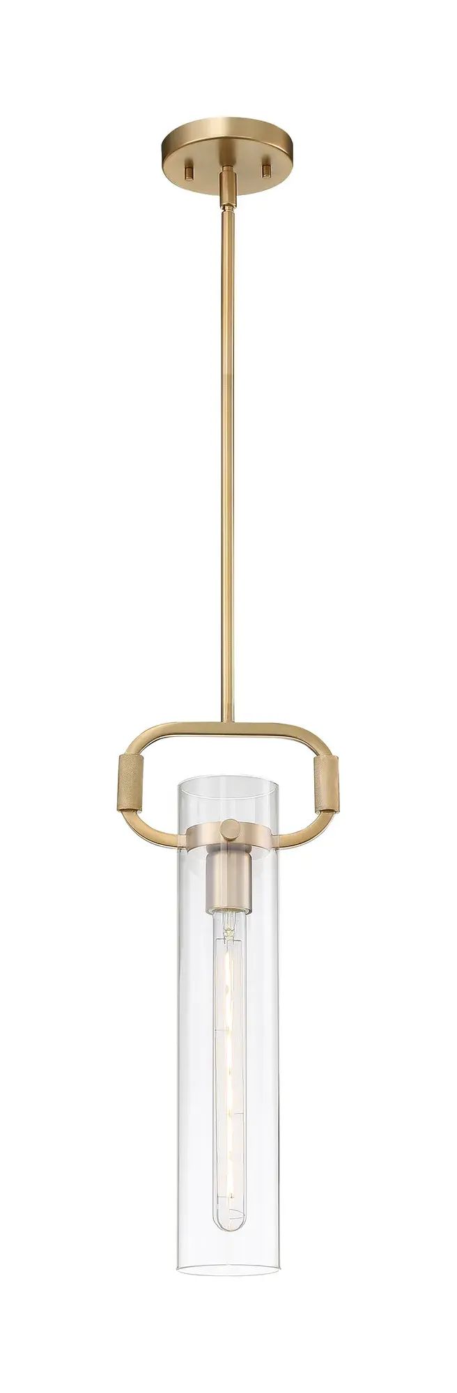 Teresa Cylinder Pendant - Burnished Brass with Clear Glass - Image 5