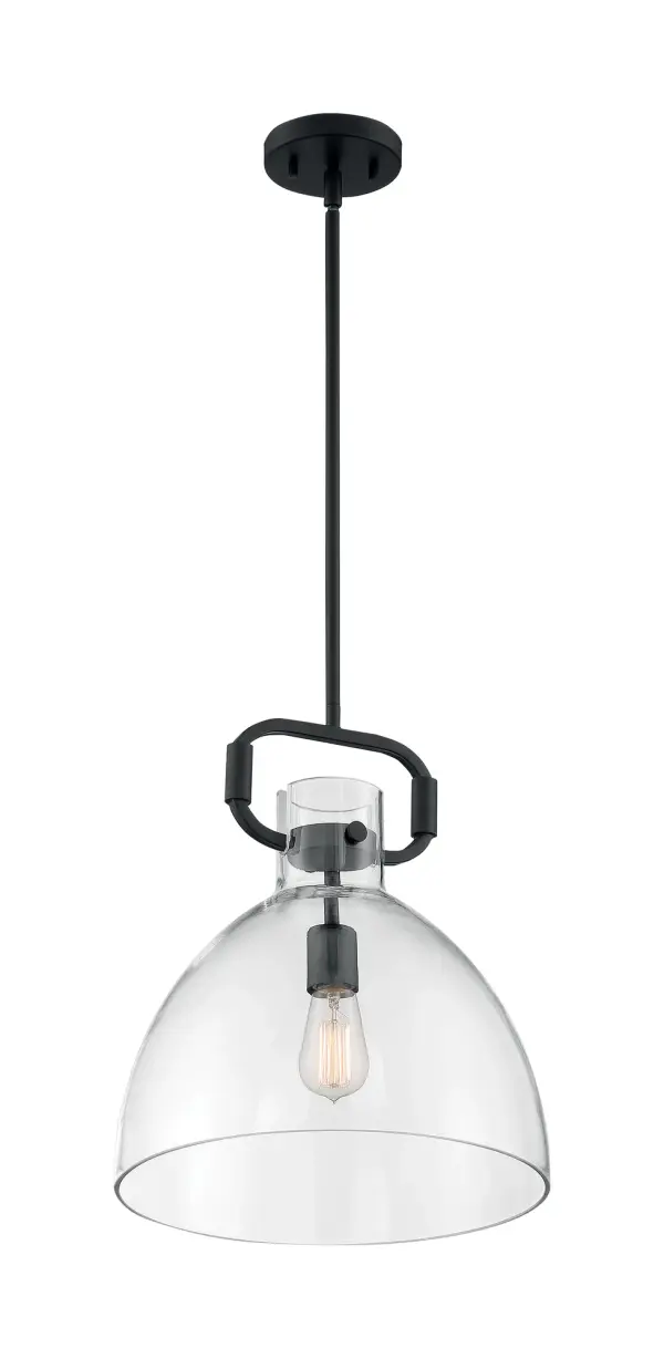 Teresa Bell Pendant - Matte Black with Clear Glass - Image 2