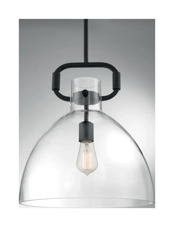 Teresa Bell Pendant - Matte Black with Clear Glass - Image 3