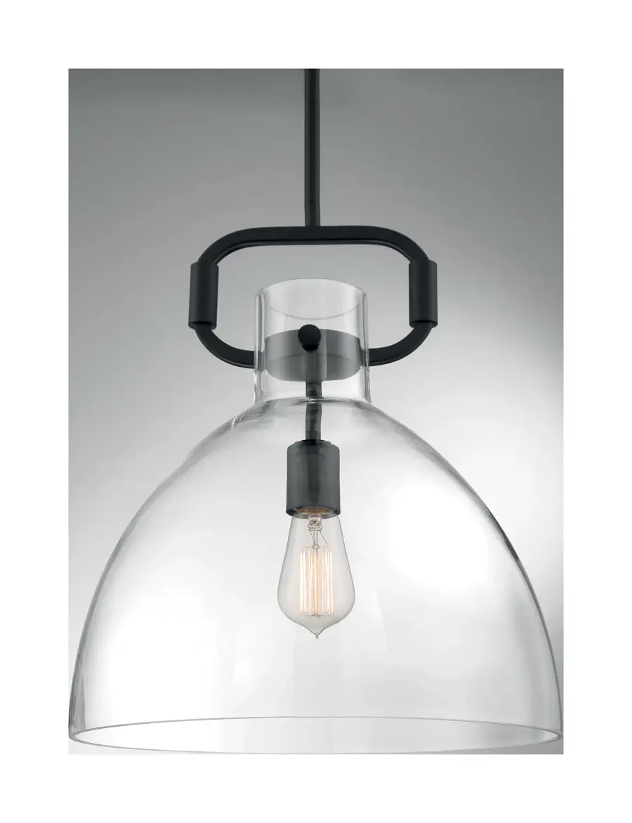 Teresa Bell Pendant - Matte Black with Clear Glass - Image 3