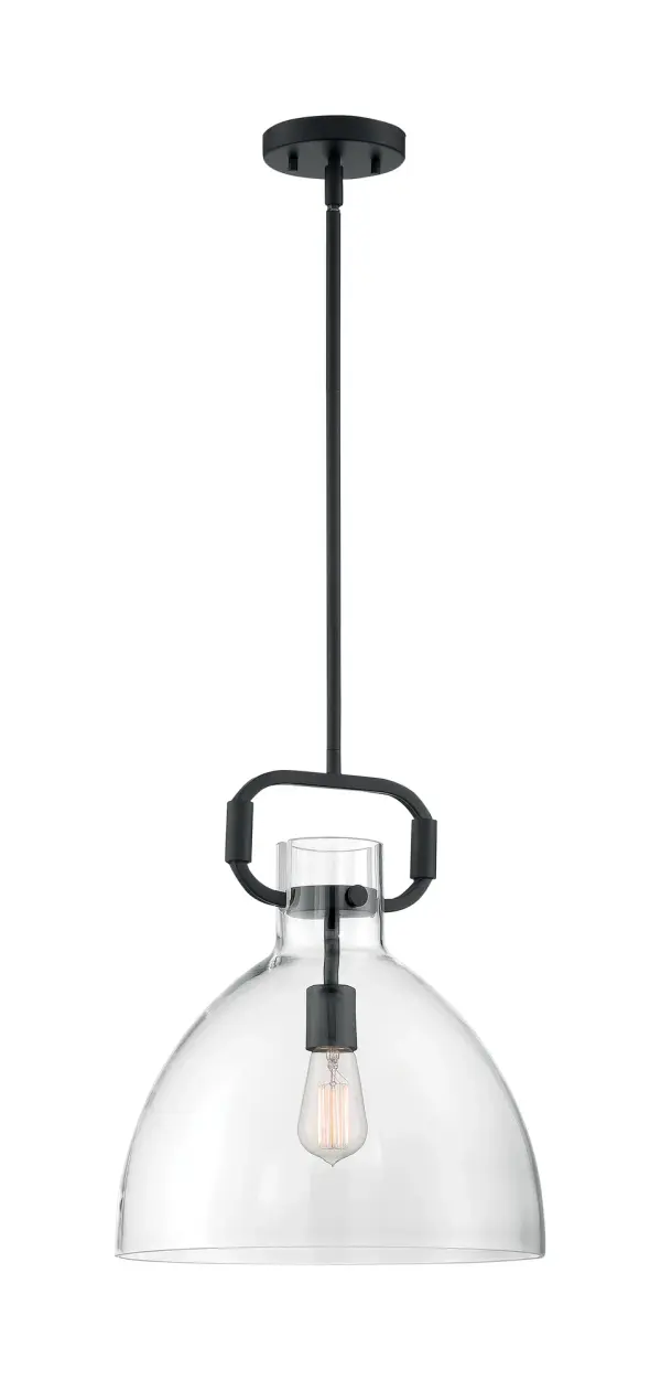 Teresa Bell Pendant - Matte Black with Clear Glass - Image 4