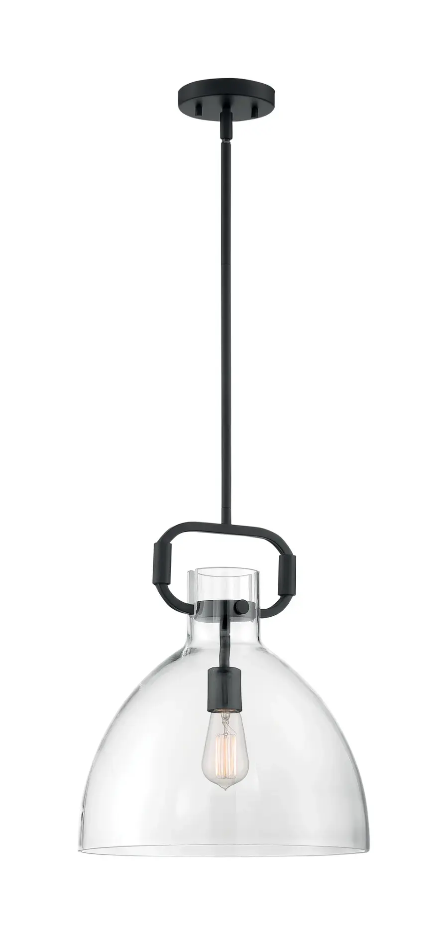Teresa Bell Pendant - Matte Black with Clear Glass - Image 4