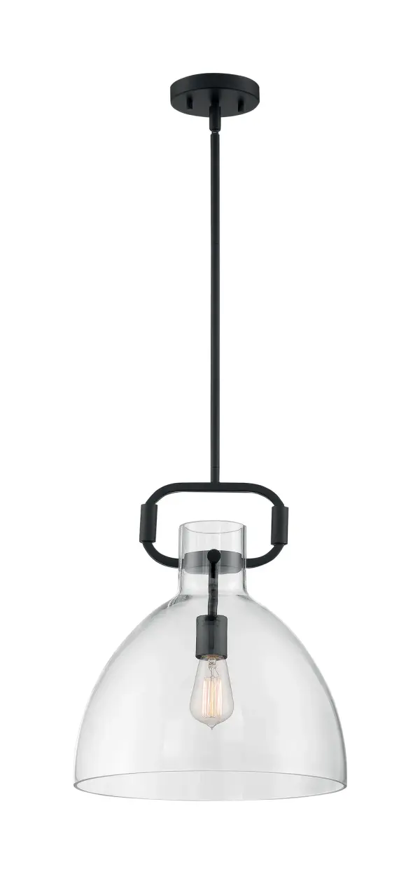 Teresa Bell Pendant - Matte Black with Clear Glass - Image 5