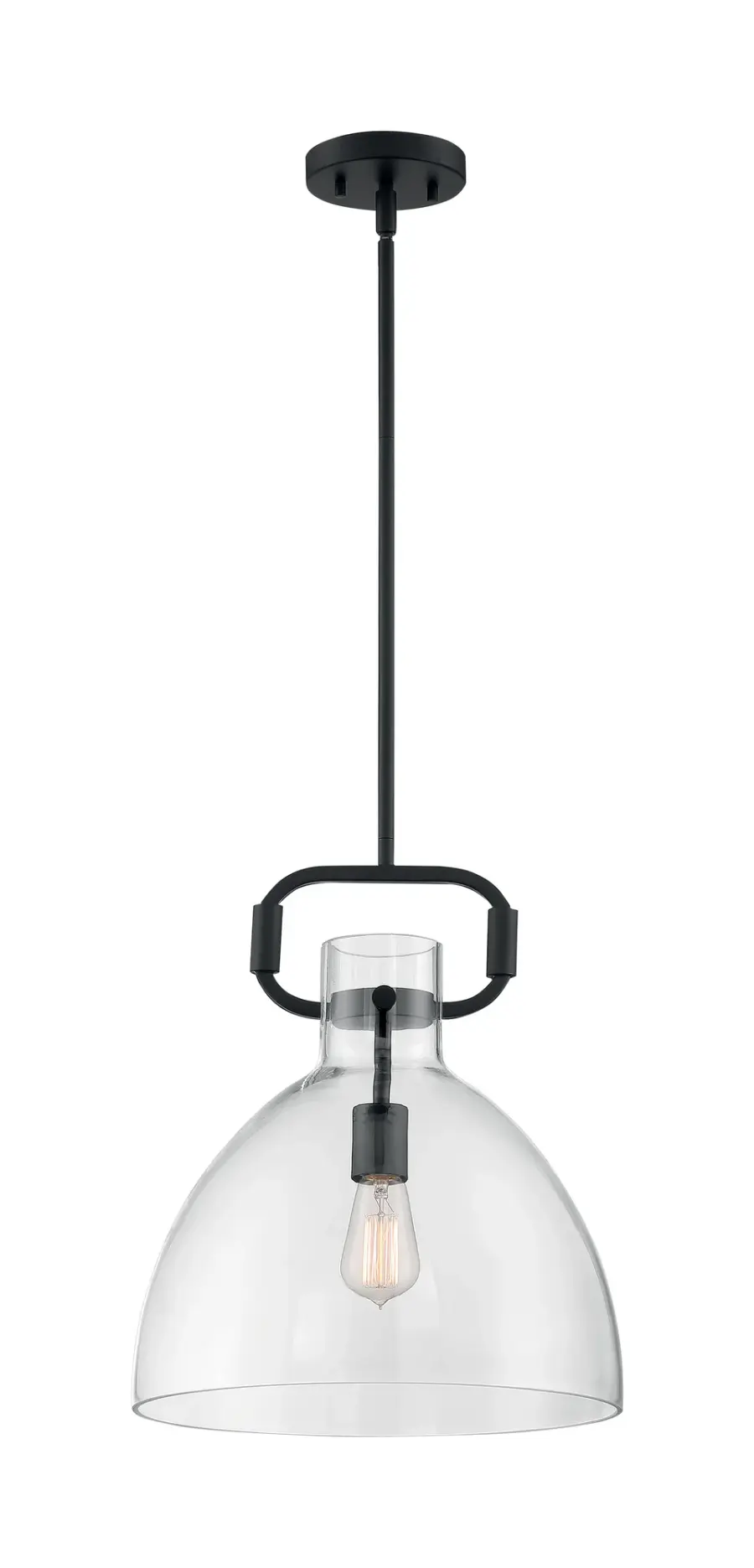 Teresa Bell Pendant - Matte Black with Clear Glass - Image 5