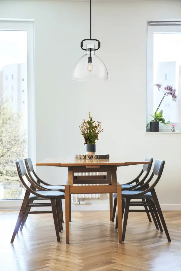 Teresa Bell Pendant - Matte Black with Clear Glass - Image 6