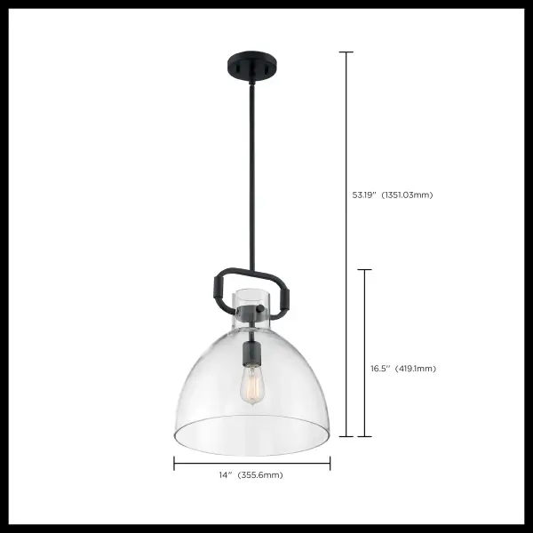 Teresa Bell Pendant - Matte Black with Clear Glass - Image 7