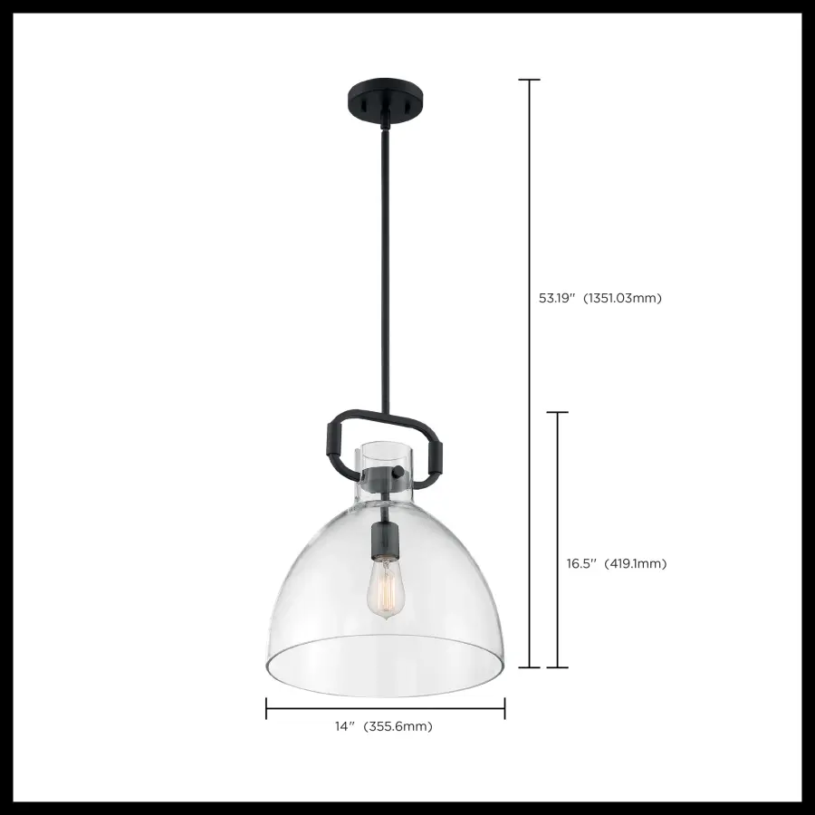 Teresa Bell Pendant - Matte Black with Clear Glass - Image 7