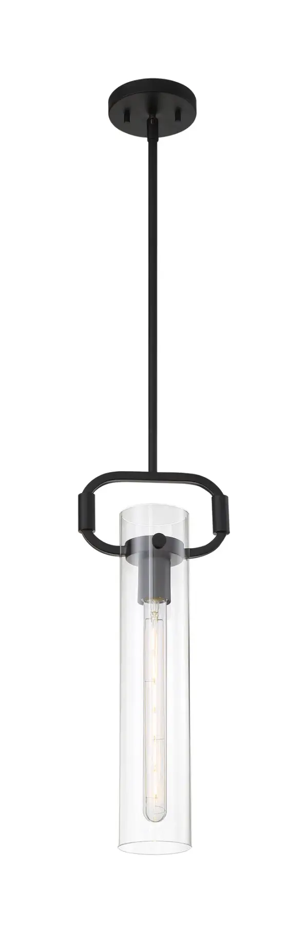 Teresa Cylinder Pendant - Matte Black with Clear Glass - Image 2