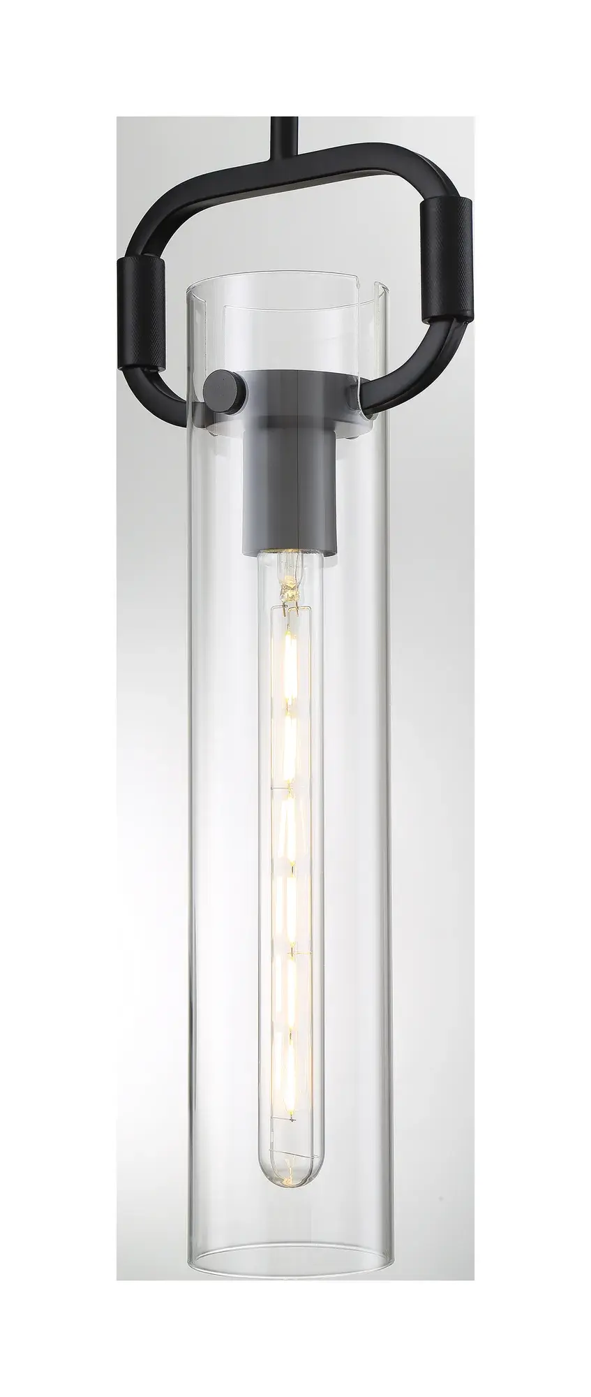 Teresa Cylinder Pendant - Matte Black with Clear Glass - Image 3