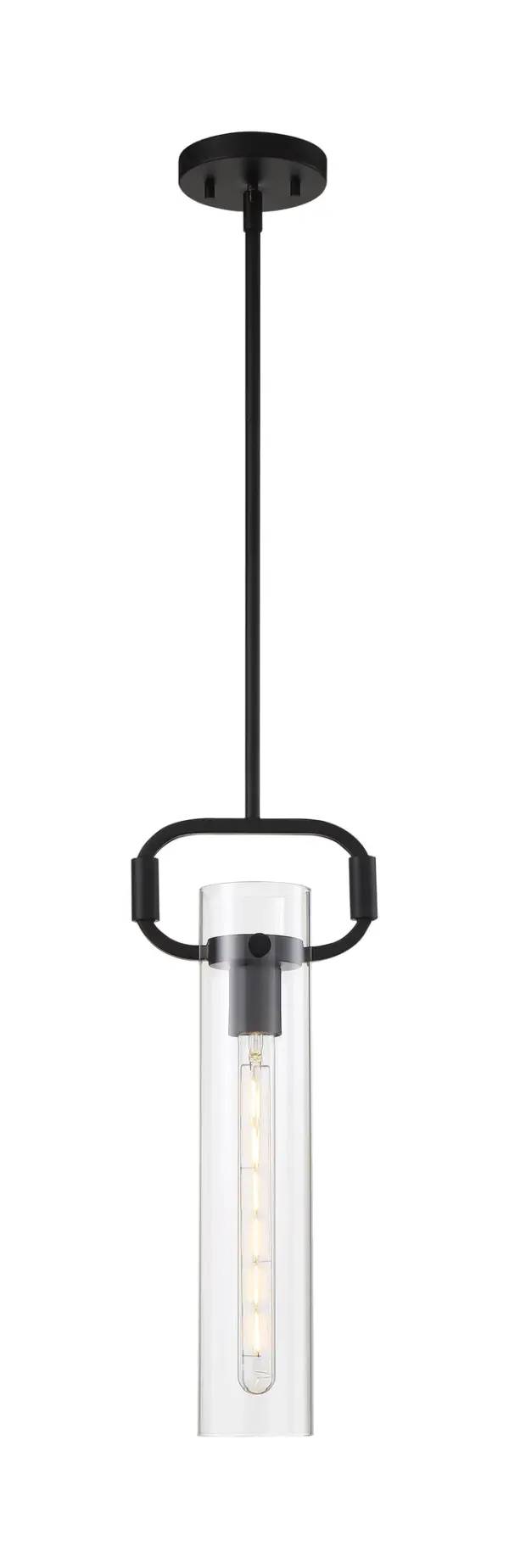 Teresa Cylinder Pendant - Matte Black with Clear Glass - Image 4