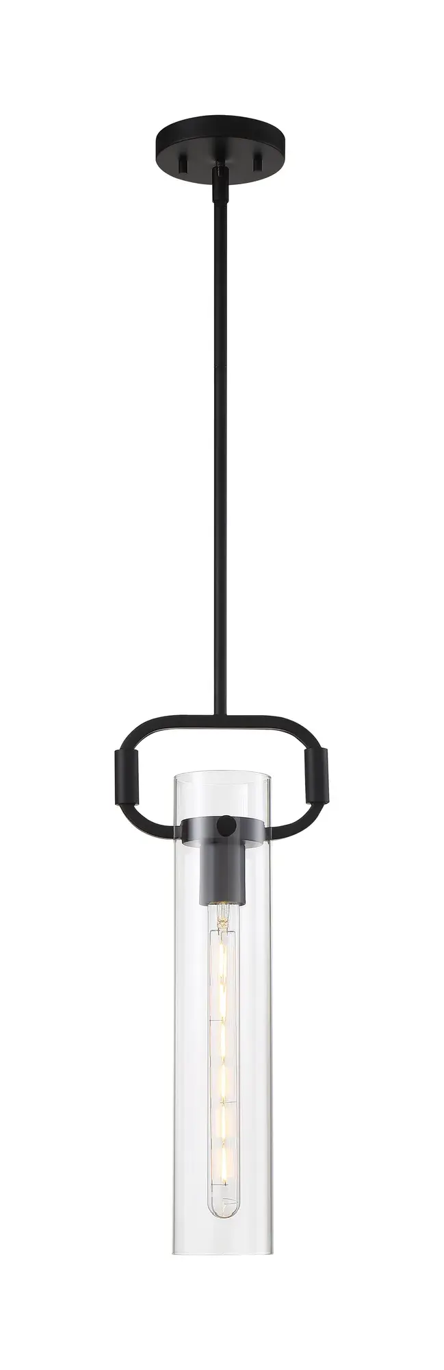 Teresa Cylinder Pendant - Matte Black with Clear Glass - Image 4