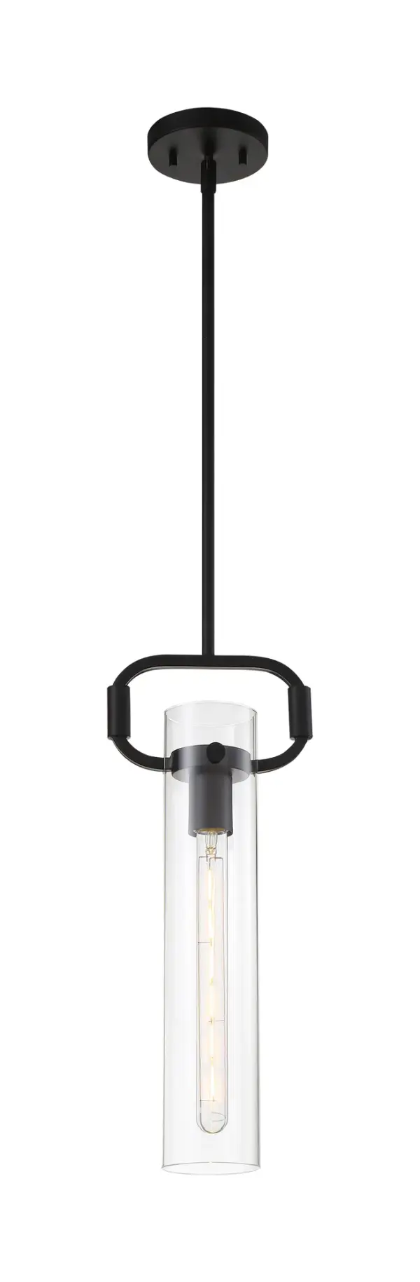 Teresa Cylinder Pendant - Matte Black with Clear Glass - Image 5