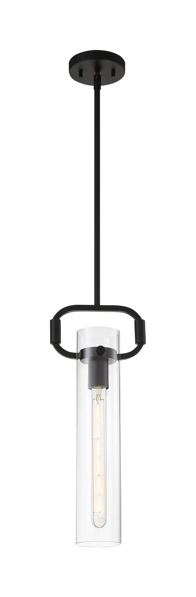 Teresa Cylinder Pendant - Matte Black with Clear Glass - Image 5