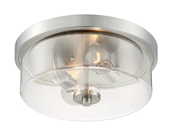 Sommerset 2-Light Flush Mount in Brushed Nickel with Clear Glass - Image 1