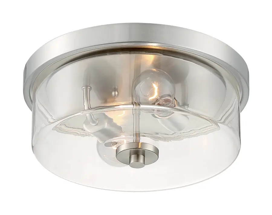 Sommerset 2-Light Flush Mount in Brushed Nickel with Clear Glass - Image 1