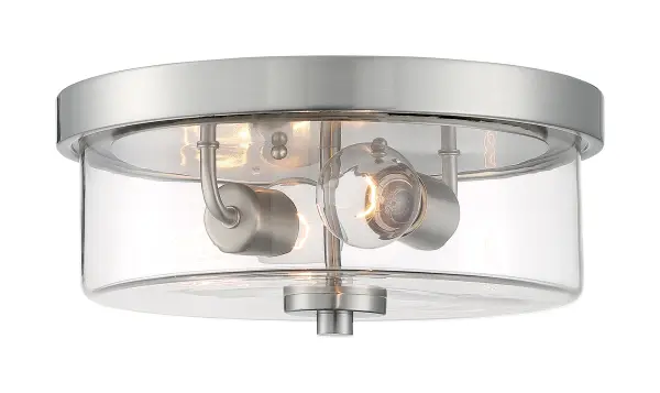 Sommerset 2-Light Flush Mount in Brushed Nickel with Clear Glass - Image 3