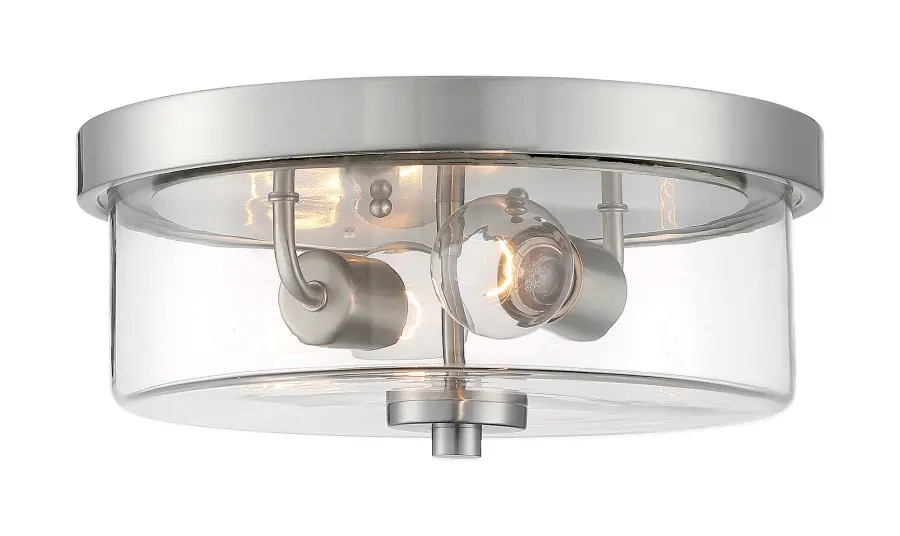 Sommerset 2-Light Flush Mount in Brushed Nickel with Clear Glass - Image 3