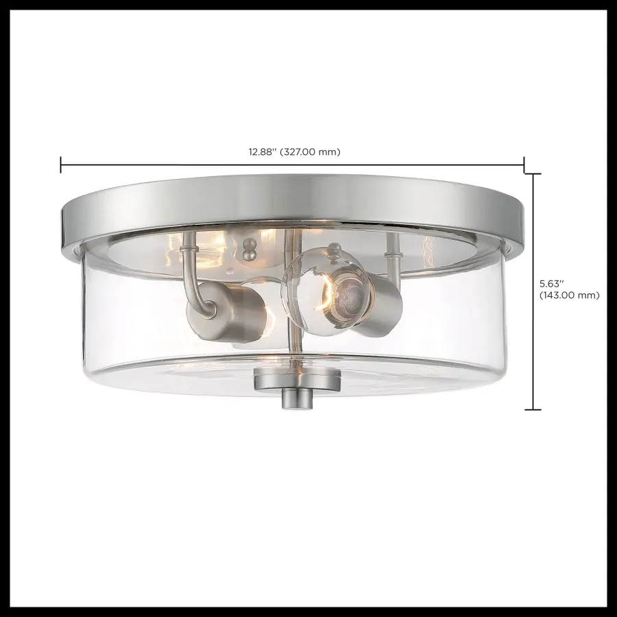 Sommerset 2-Light Flush Mount in Brushed Nickel with Clear Glass - Image 5
