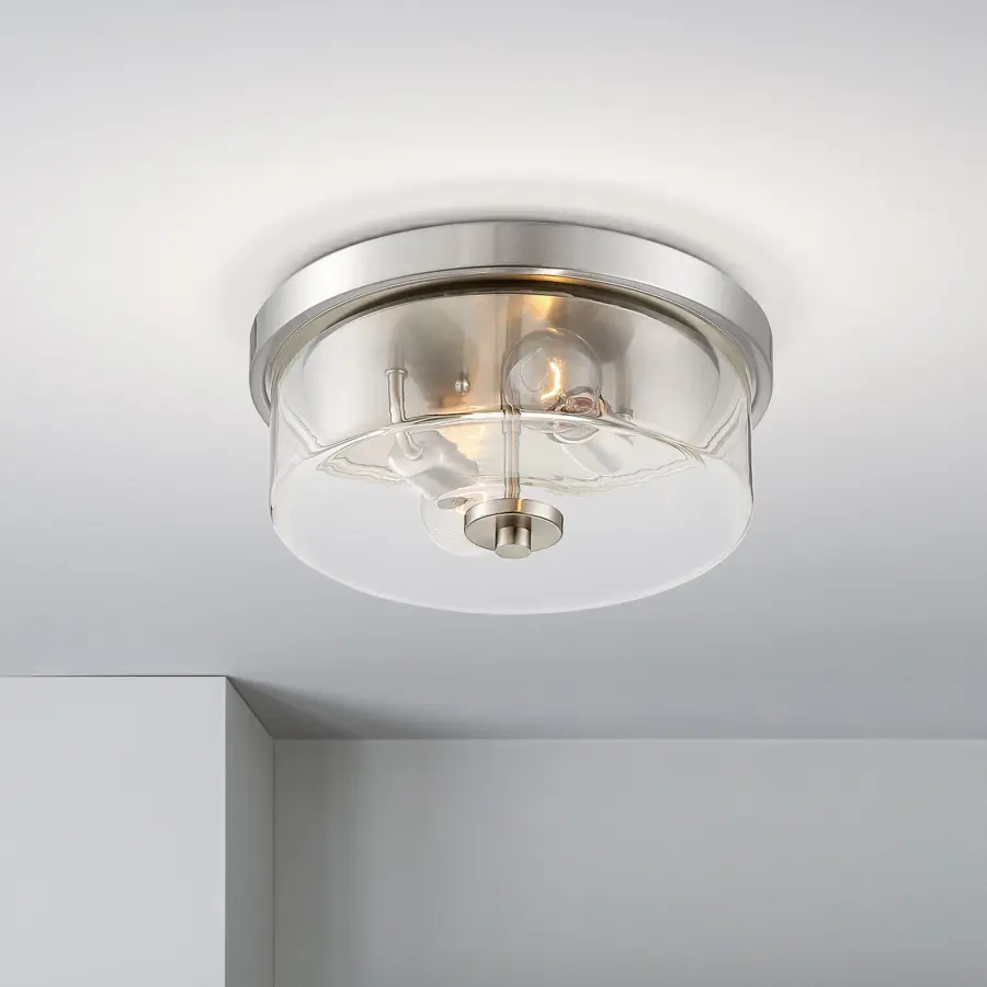 Sommerset 2-Light Flush Mount in Brushed Nickel with Clear Glass - Image 7