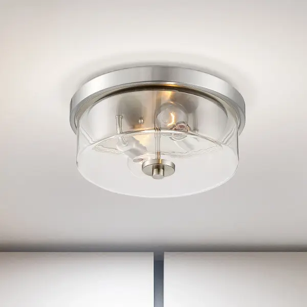 Sommerset 2-Light Flush Mount in Brushed Nickel with Clear Glass - Image 9