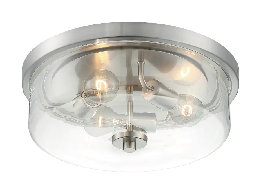 Sommerset 3-Light Flush Mount in Brushed Nickel with Clear Glass - Image 1