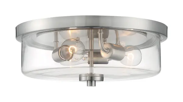 Sommerset 3-Light Flush Mount in Brushed Nickel with Clear Glass - Image 3