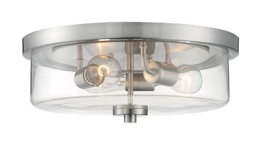 Sommerset 3-Light Flush Mount in Brushed Nickel with Clear Glass - Image 3