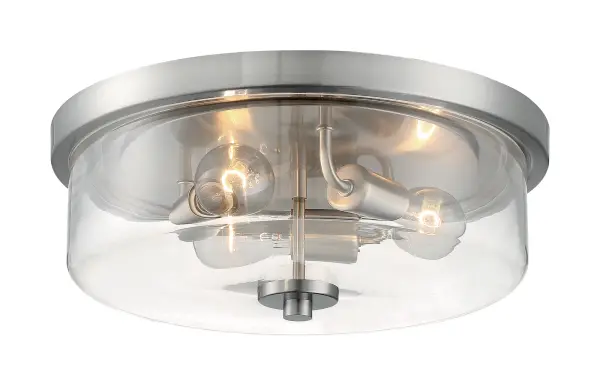 Sommerset 3-Light Flush Mount in Brushed Nickel with Clear Glass - Image 4