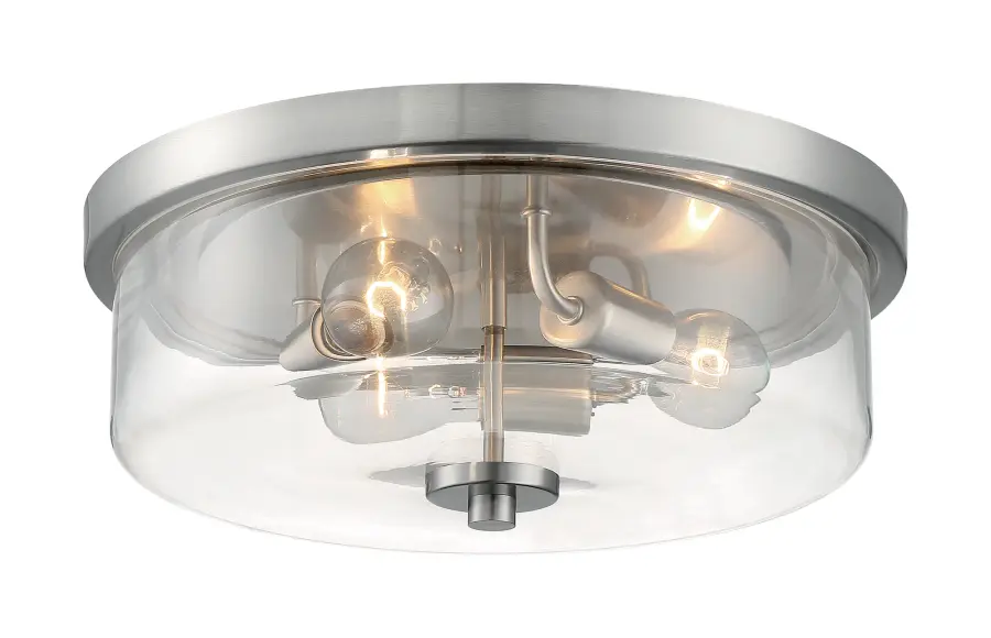 Sommerset 3-Light Flush Mount in Brushed Nickel with Clear Glass - Image 4