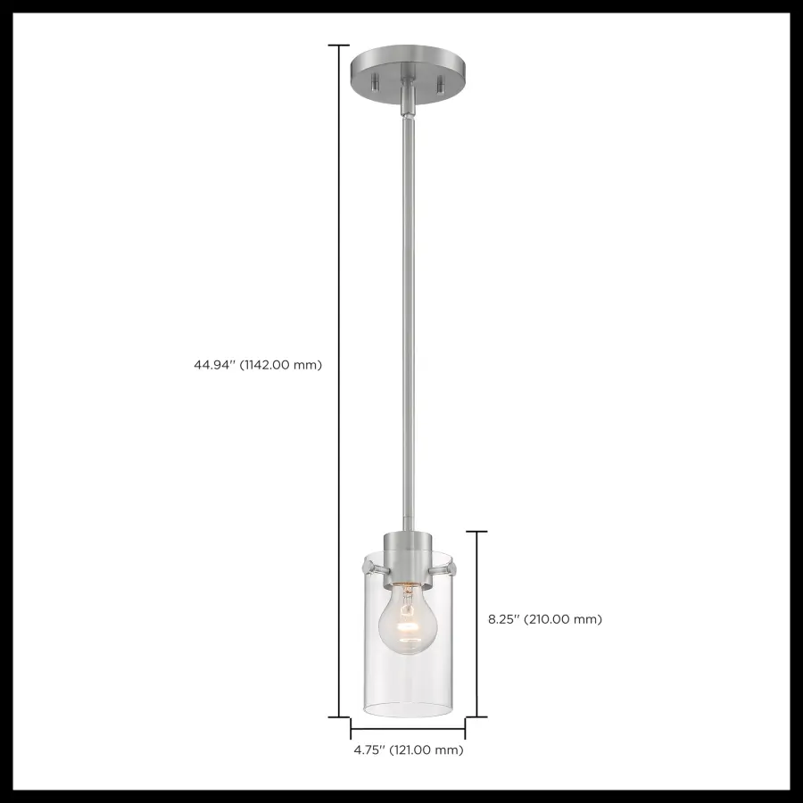 Sommerset Mini Pendant - Brushed Nickel with Clear Glass - Image 6