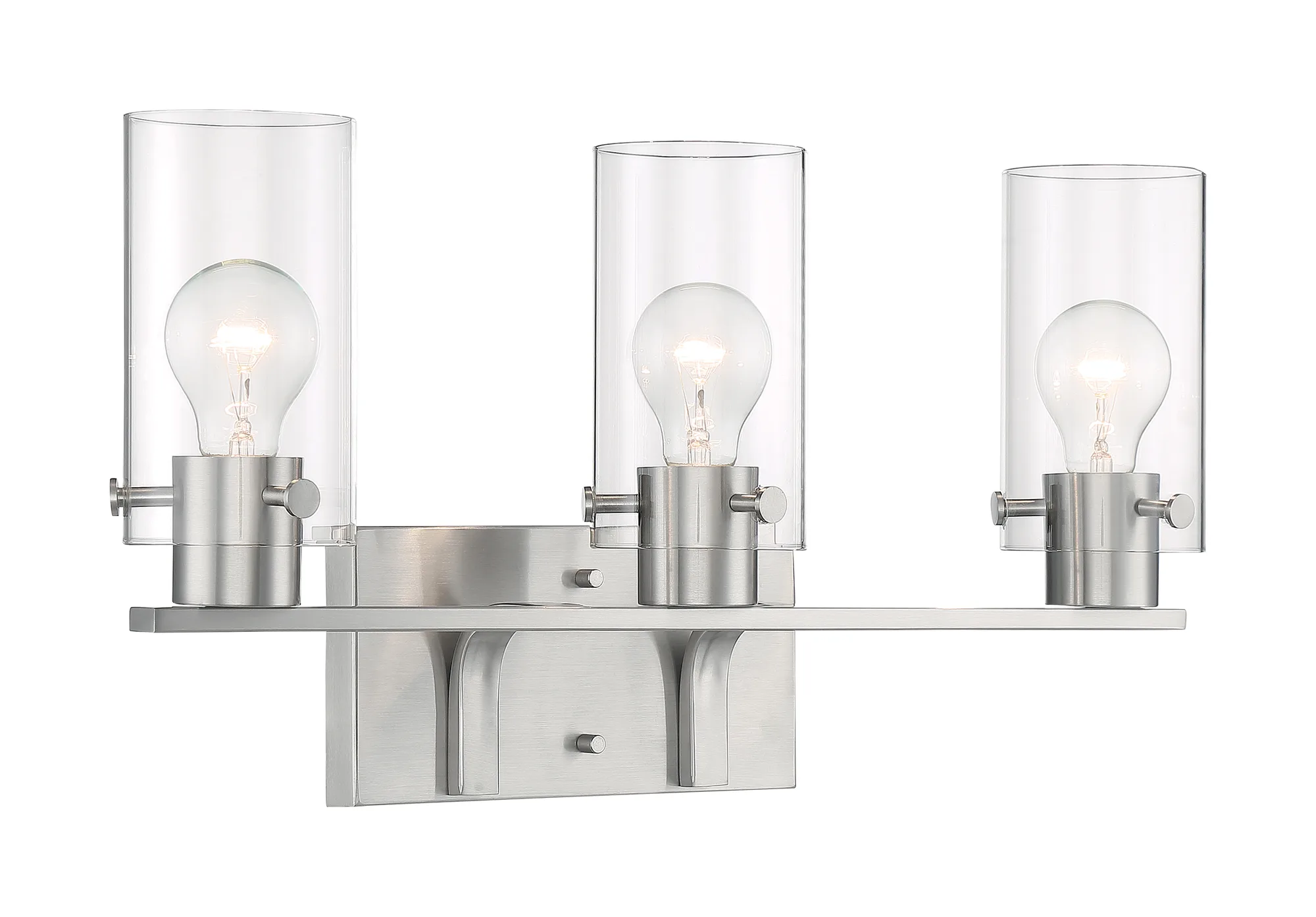 Sommerset 3-Light Vanity Fixture in Brushed Nickel with Clear Glass