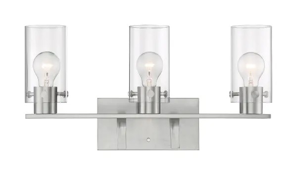 Sommerset 3-Light Vanity Fixture in Brushed Nickel with Clear Glass - Image 2