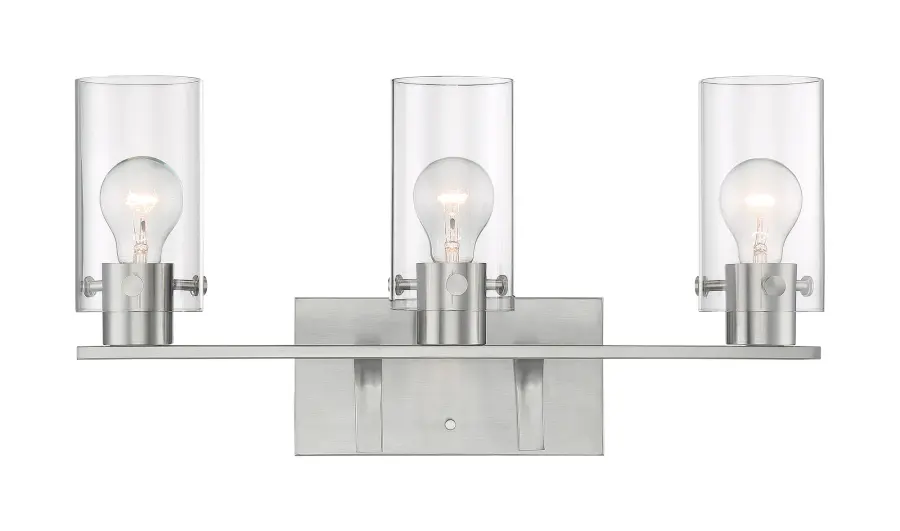 Sommerset 3-Light Vanity Fixture in Brushed Nickel with Clear Glass - Image 2
