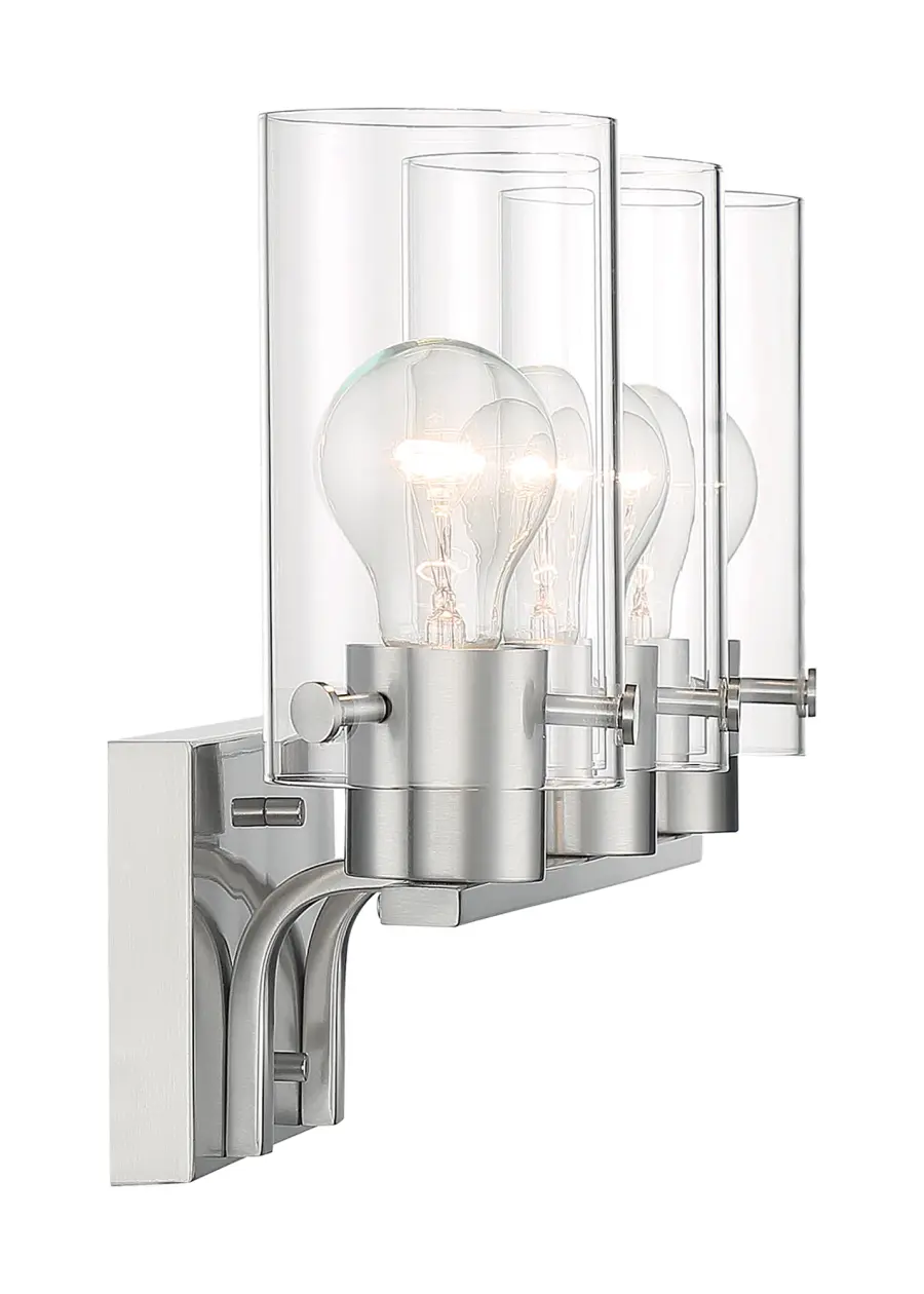 Sommerset 3-Light Vanity Fixture in Brushed Nickel with Clear Glass - Image 3