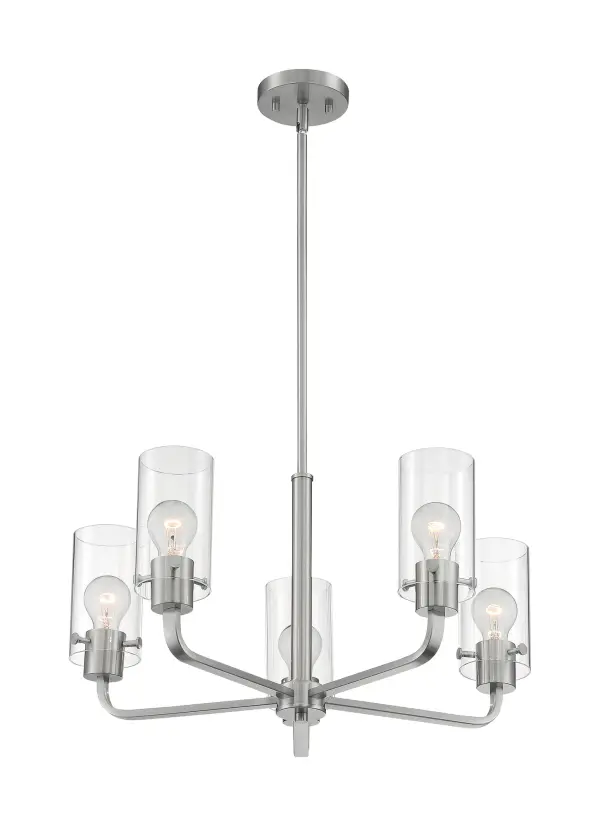 Sommerset 5-Light Chandelier in Brushed Nickel with Clear Glass - Image 1