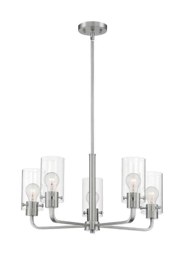 Sommerset 5-Light Chandelier in Brushed Nickel with Clear Glass - Image 3